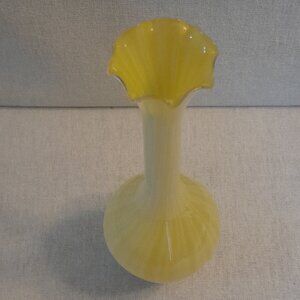 VTG Art Glass Vase with Candy Stripe Design